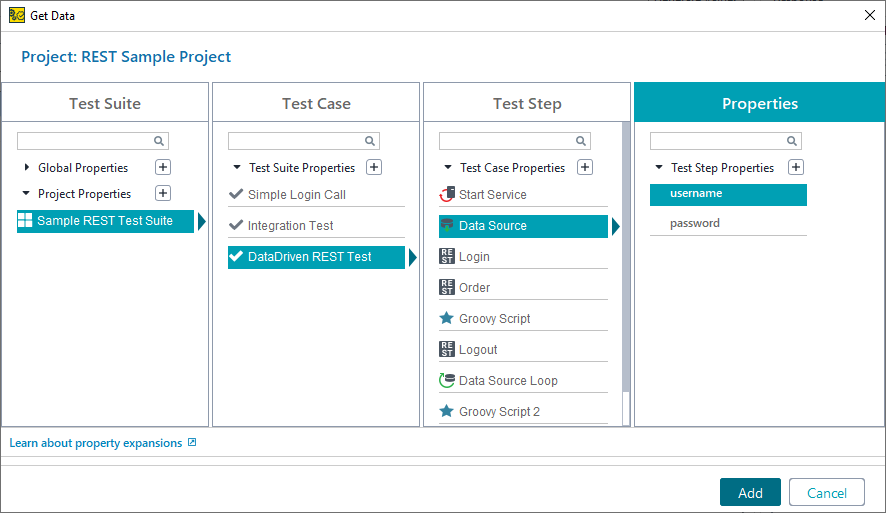 Get Data dialog