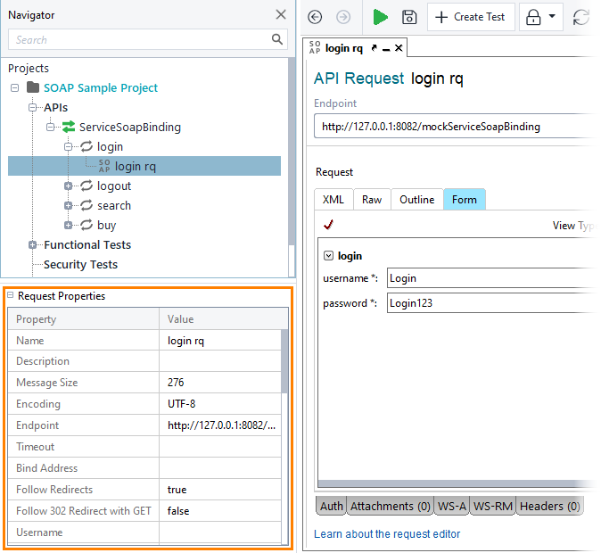 SOAP testing in ReadyAPI: SOAP Request properties