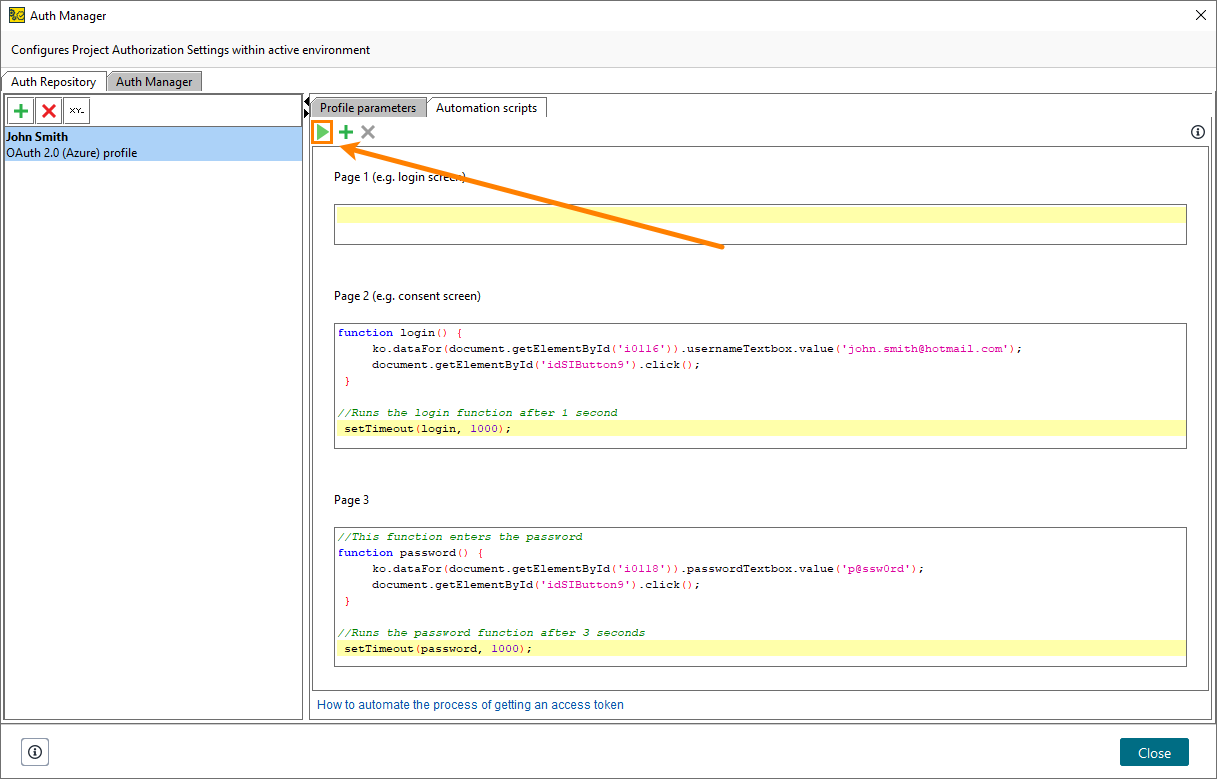 Azure authorization automation in ReadyAPI: Run automation script