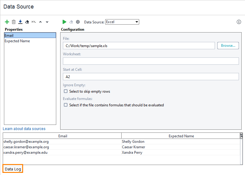 ReadyAPI: Opening the Data Log