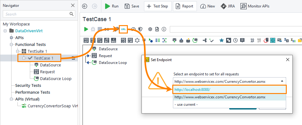 Service virtualization and API testing: Setting the endpoint for test cases