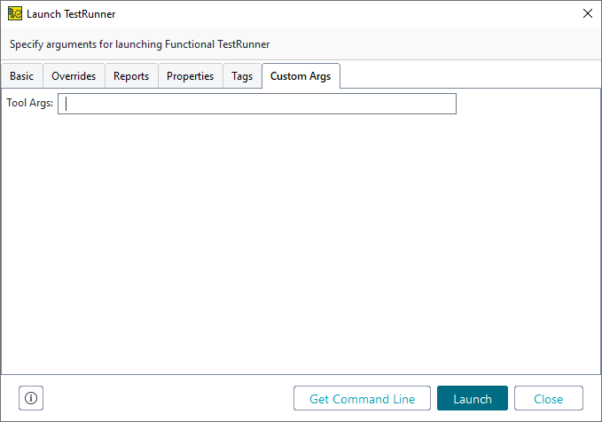 ReadyAPI: The Custom Args tab of the test runner