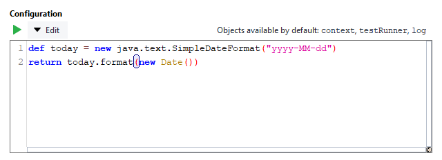 Script configuration panel Script configuration panel