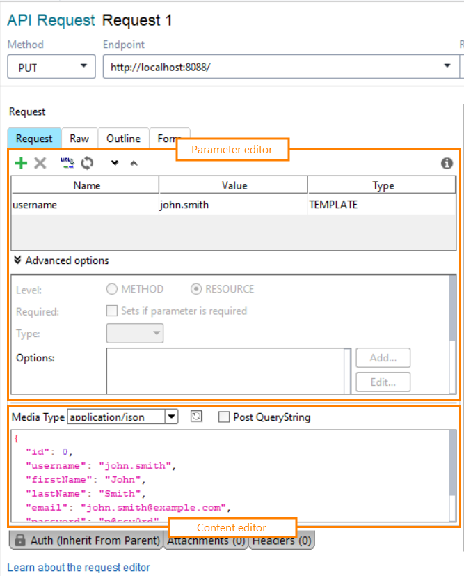 REST request editor