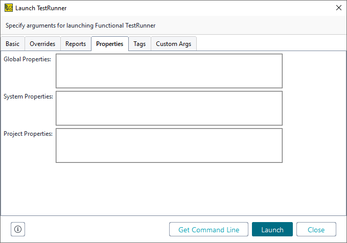 ReadyAPI: The Properties tab of the test runner