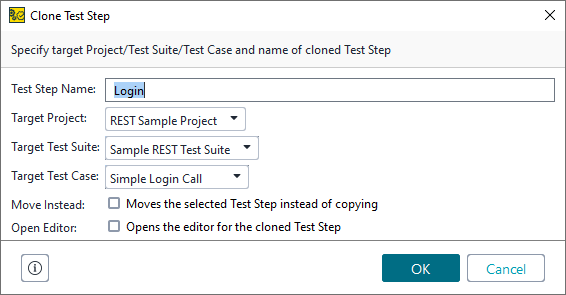 Clone Test Steps dialog