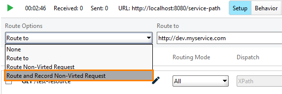 Service virtualization and API testing: Recording requests mode