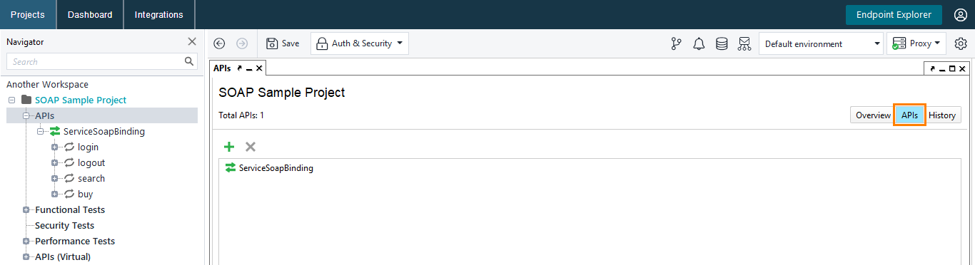 ReadyAPI: Interface: Projects: APIs