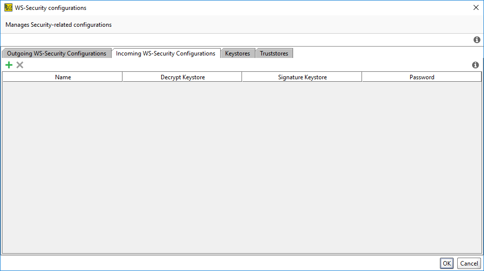 The Incoming WS-Security Configurations tab