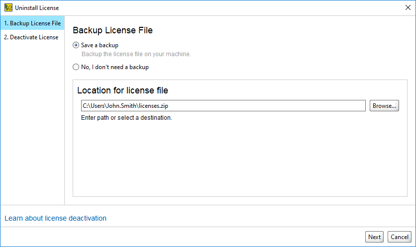 Backup License File