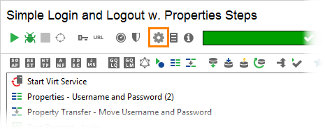 The test case toolbar