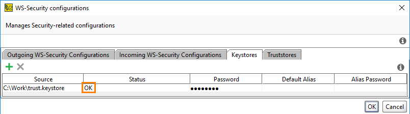 The keystore status