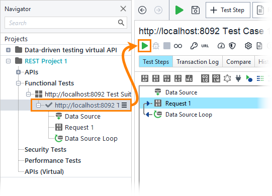 ReadyAPI: Starting the test case run