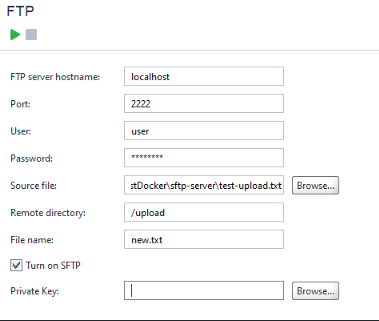 FTP test step editor