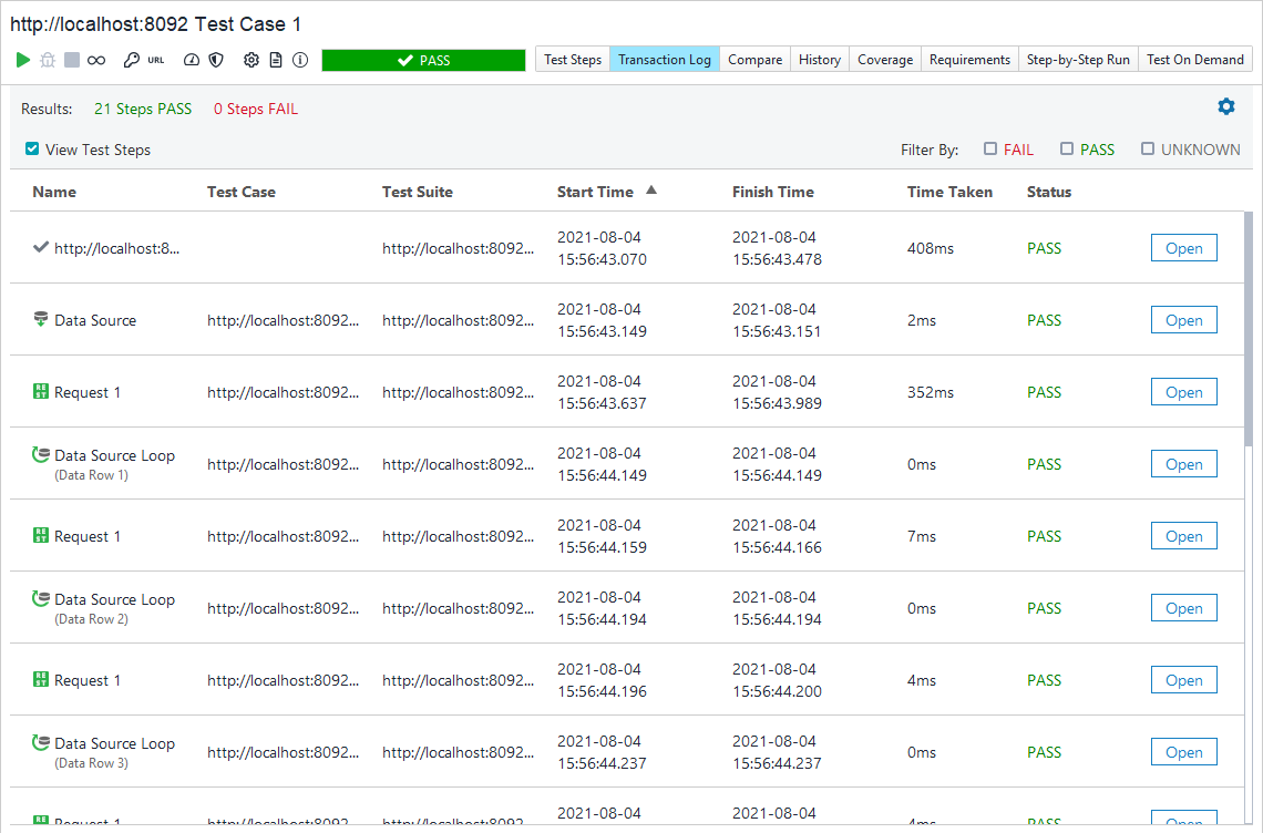 ReadyAPI: The transaction log