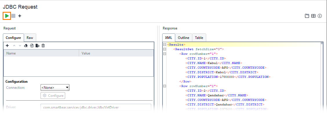 JDBC service virtualization and database testing: Get a changed response