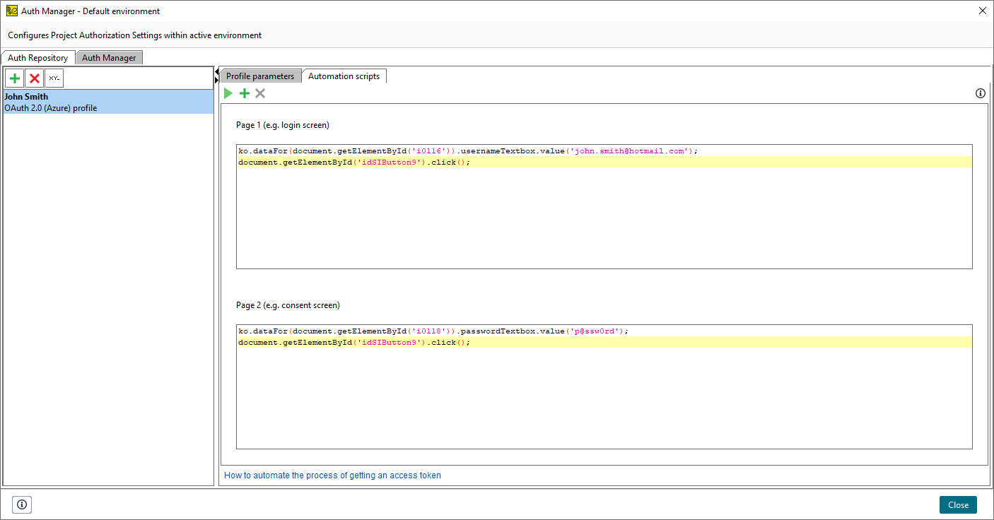 Azure authorization automation in ReadyAPI: Password screen automation script