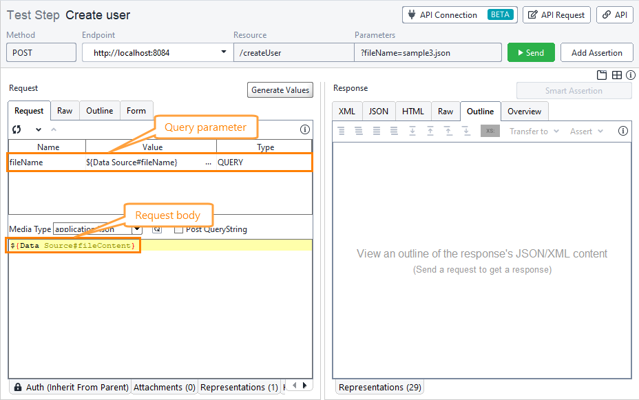 Directory data source example: Passing data to request