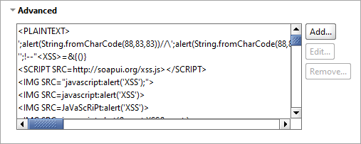 ReadyAPI: Cross-Site Scripting scan advanced options ReadyAPI: Cross-Site Scripting scan advanced options