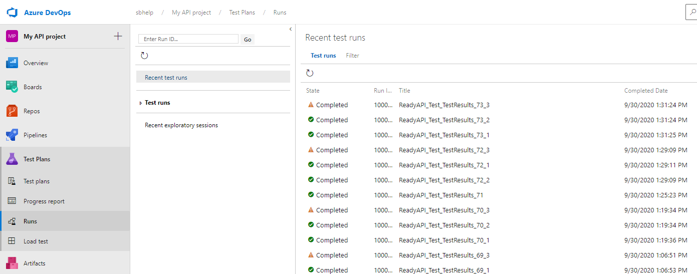 Test run statistics