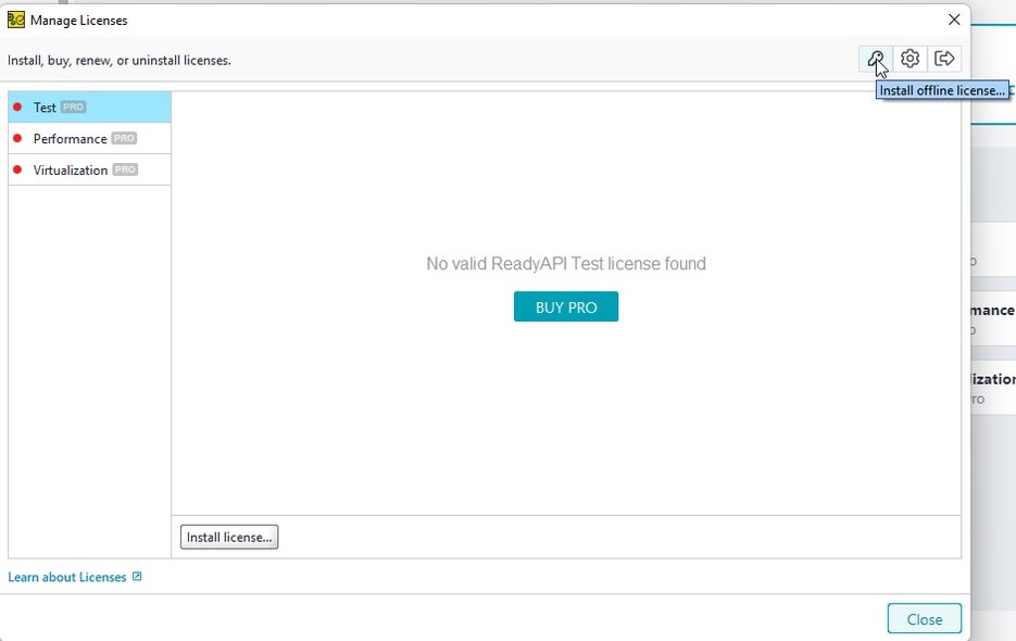 manage license UI