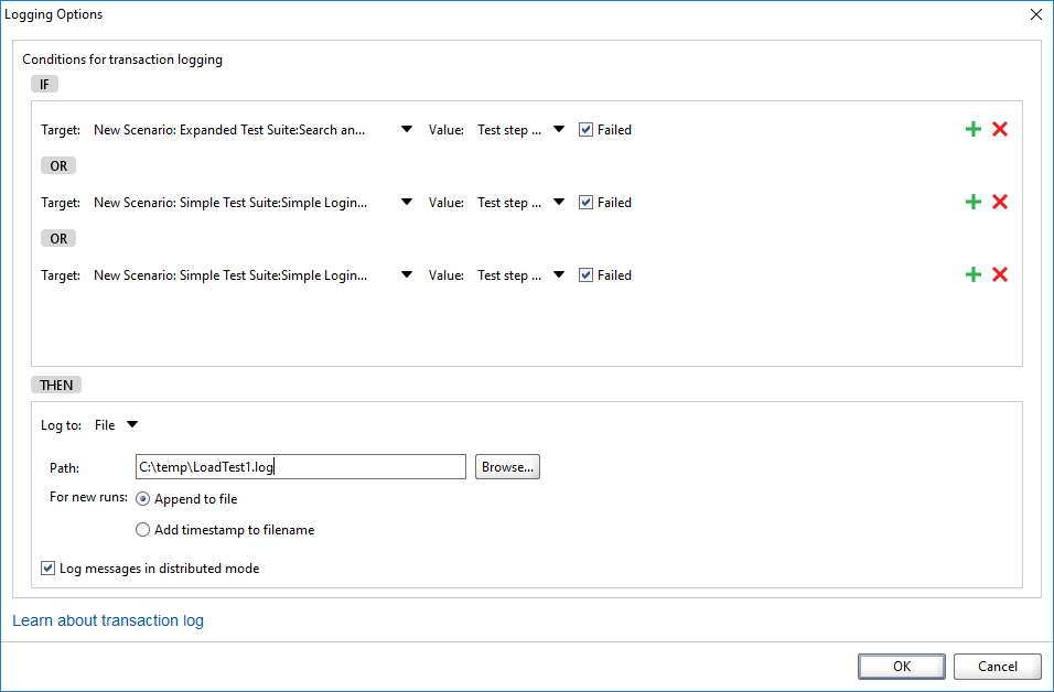 API load testing with ReadyAPI: Logging Failed Transactions