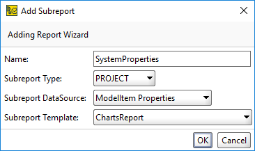 Add subreport dialog