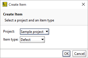 The Create Item dialog The Create Item dialog