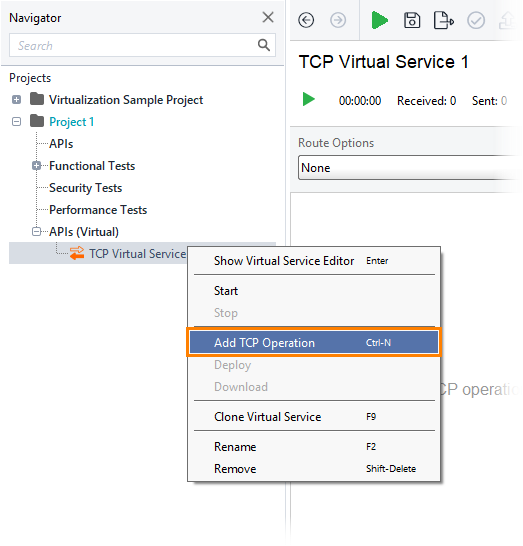 The Add TCP Operation button
