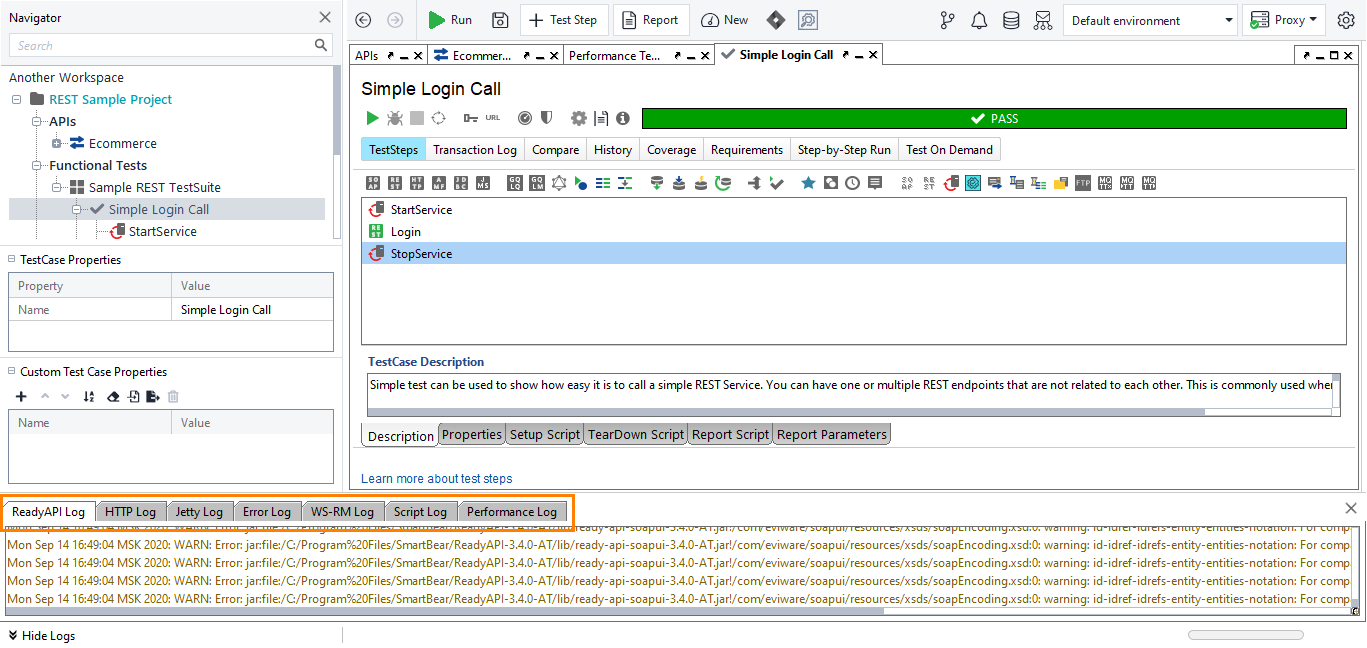 ReadyAPI Logs: Logs location