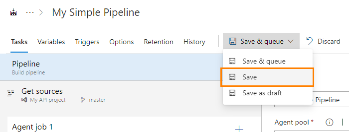 VSTS integration: Save a build