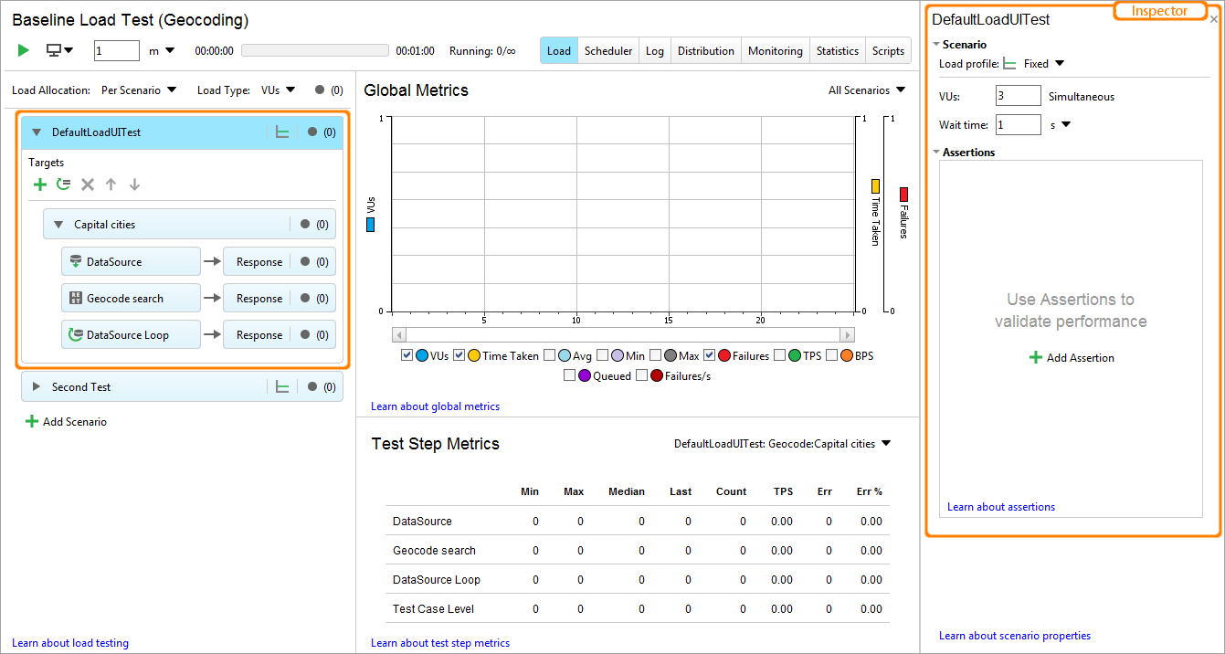 API load testing with ReadyAPI: The Scenario Inspector