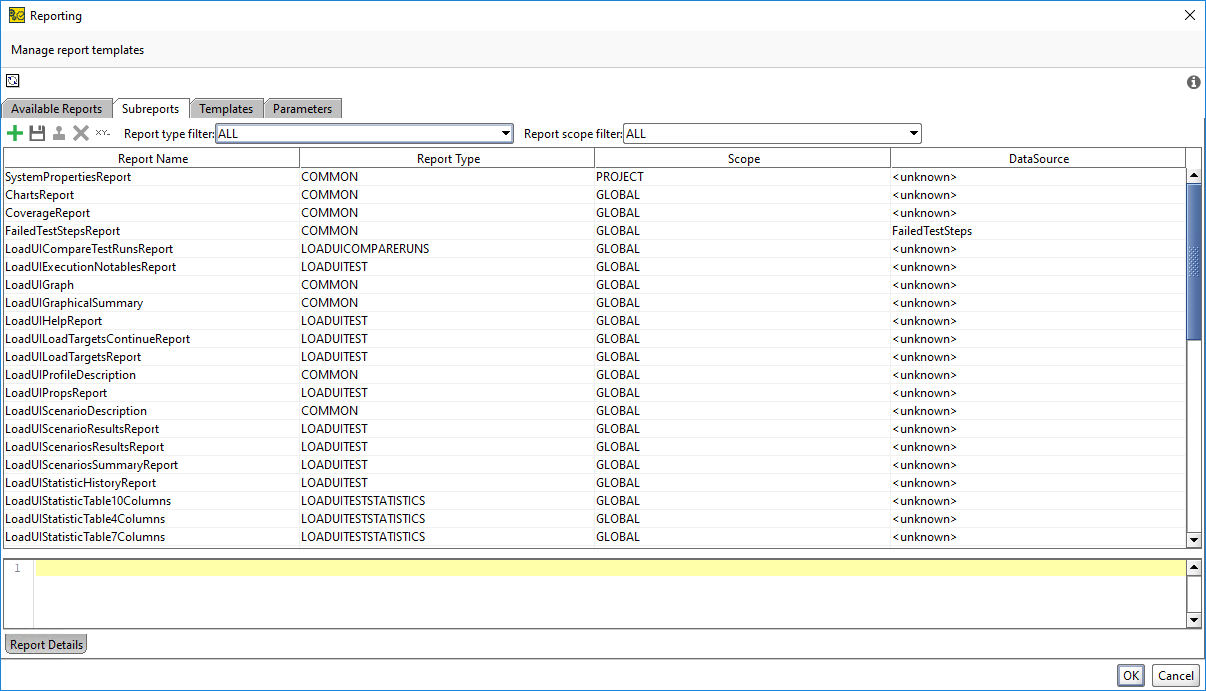 Subreport tab