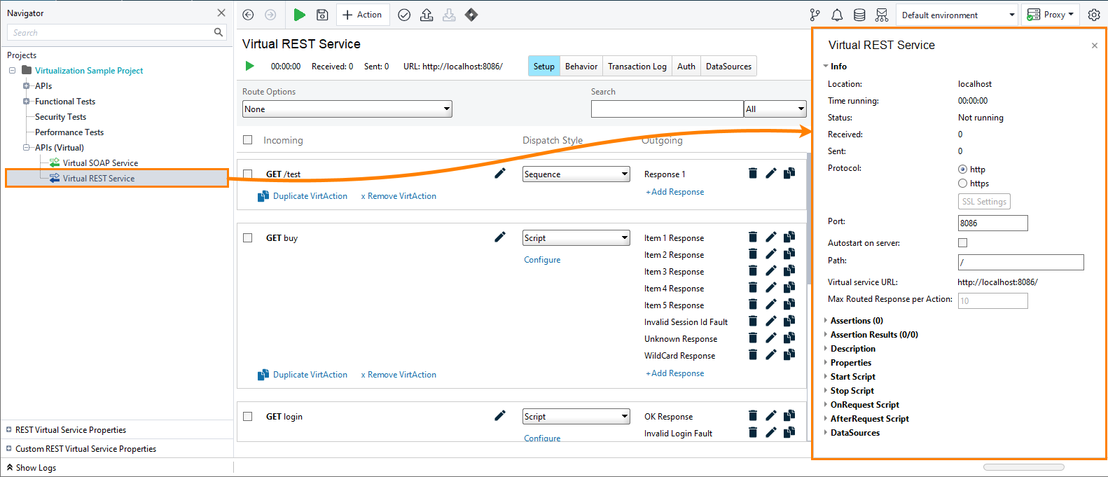Service virtualization and API testing: Virtual service properties