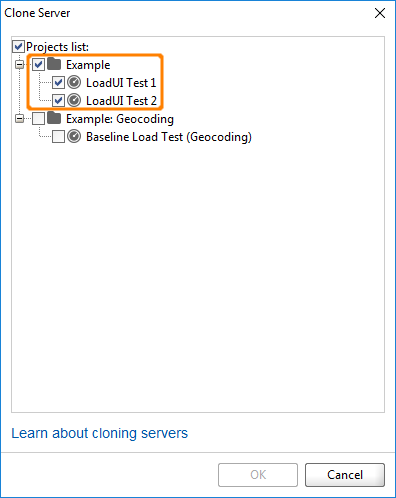 API load testing with ReadyAPI: The Clone Server Dialog