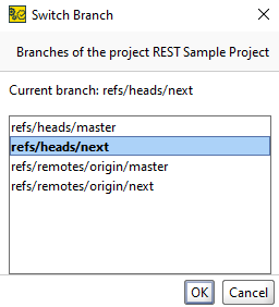 Git integration: Switch Branch Dialog