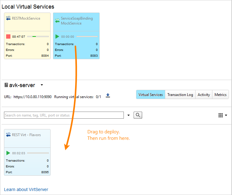 Service virtualization and API testing: Deploying virtual services to VirtServer