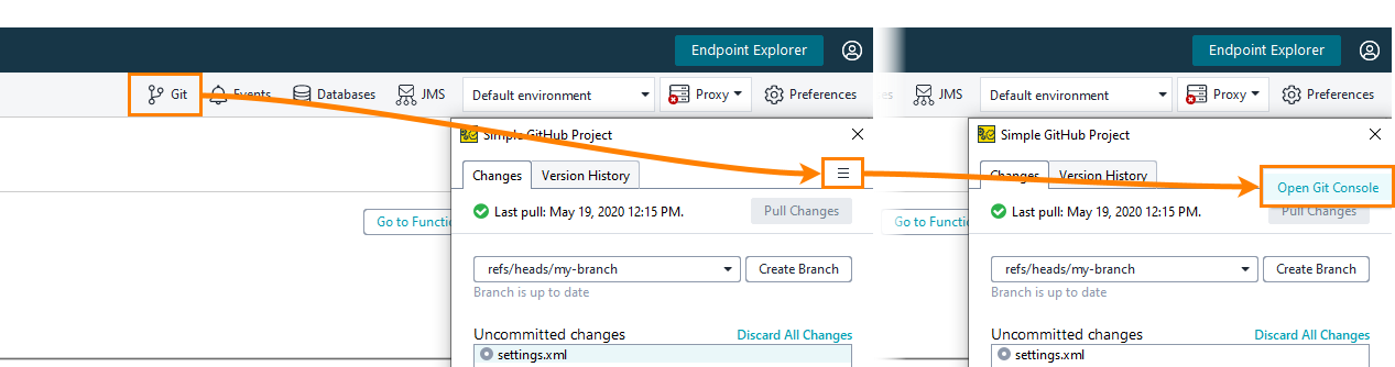 Git integration: Launch Git console