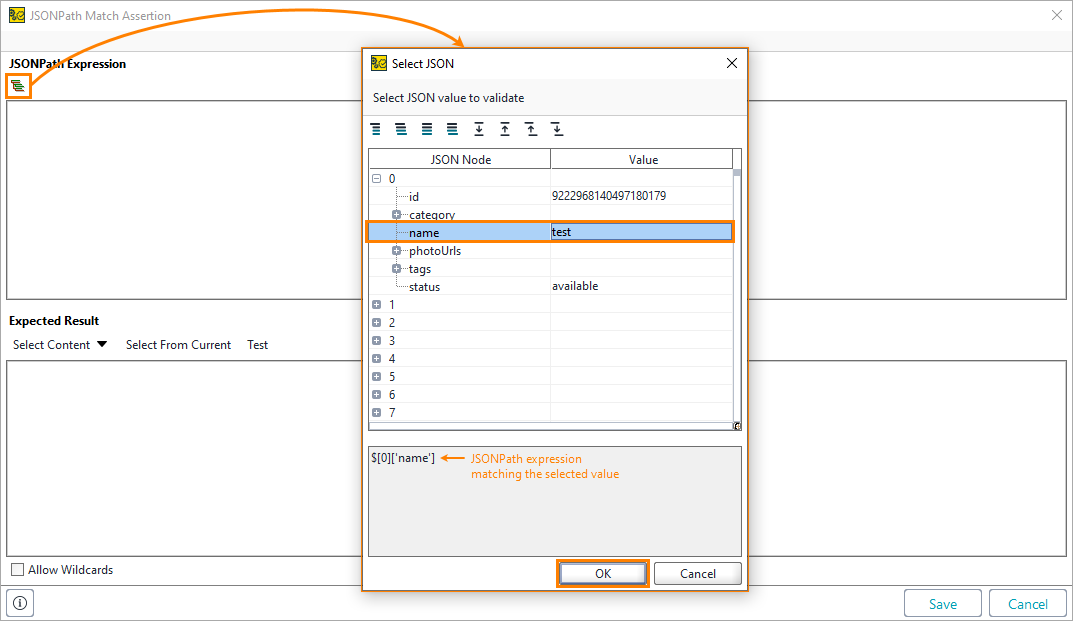 Functional testing of web services: Select a value from a JSON response