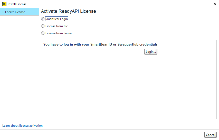 Install License dialog box