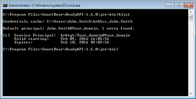 API testing with ReadyAPI: Using klist to configure SPNEGO/Kerberos connections