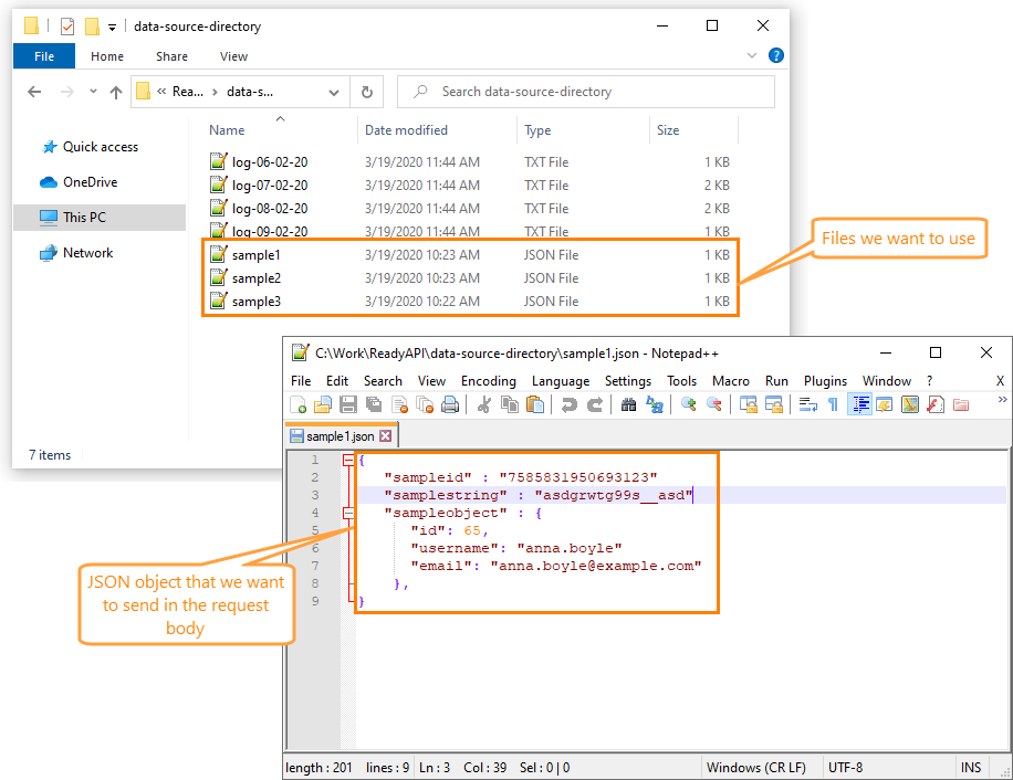 Directory data source example: Target directory