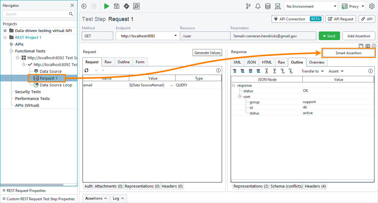 Functional API testing: Smart Assertion button