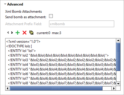ReadyAPI: XML Bomb scan advanced options ReadyAPI: XML Bomb scan advanced options