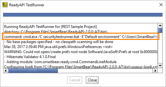 ReadyAPI: The command line in the test log ReadyAPI: The command line in the test log