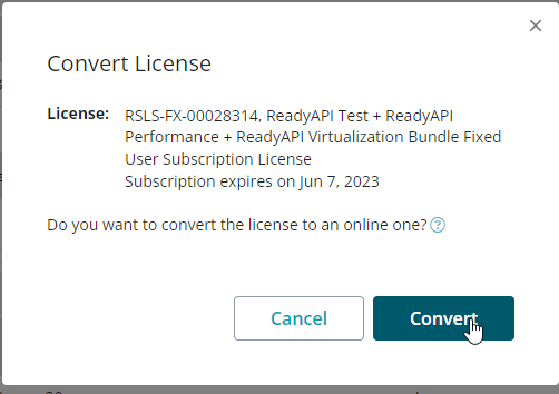 SLM Portal Convert License Action