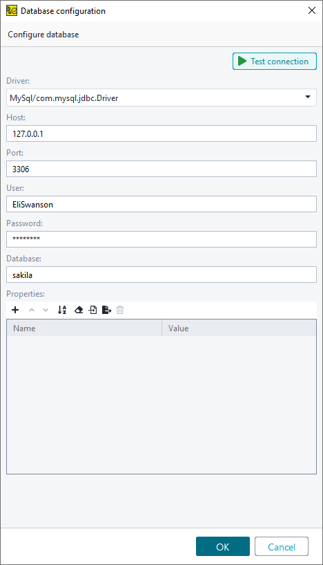 ReadyAPI: The Database Configuration dialog