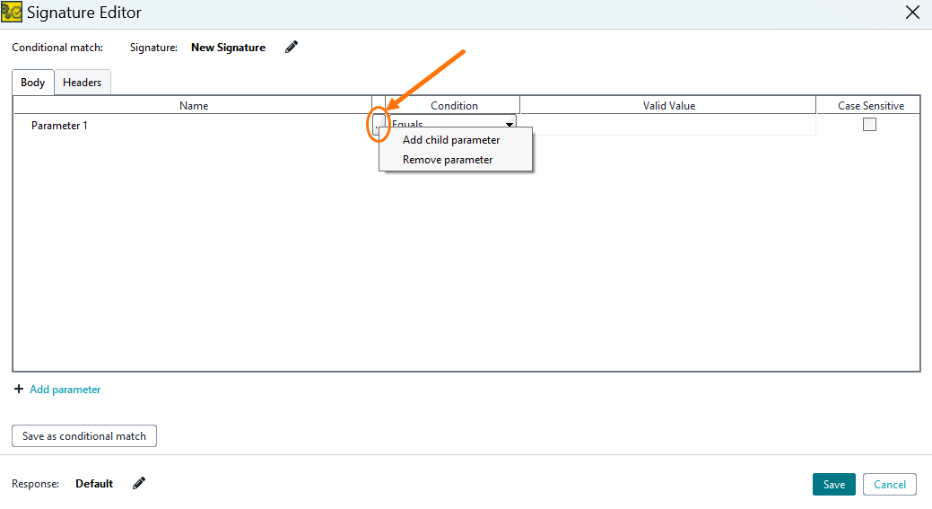 Adding Child Signature Parameters