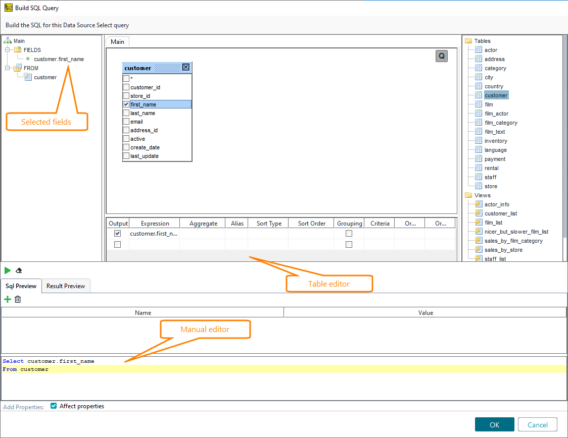 ReadyAPI Data-Driven Testing: Query editors
