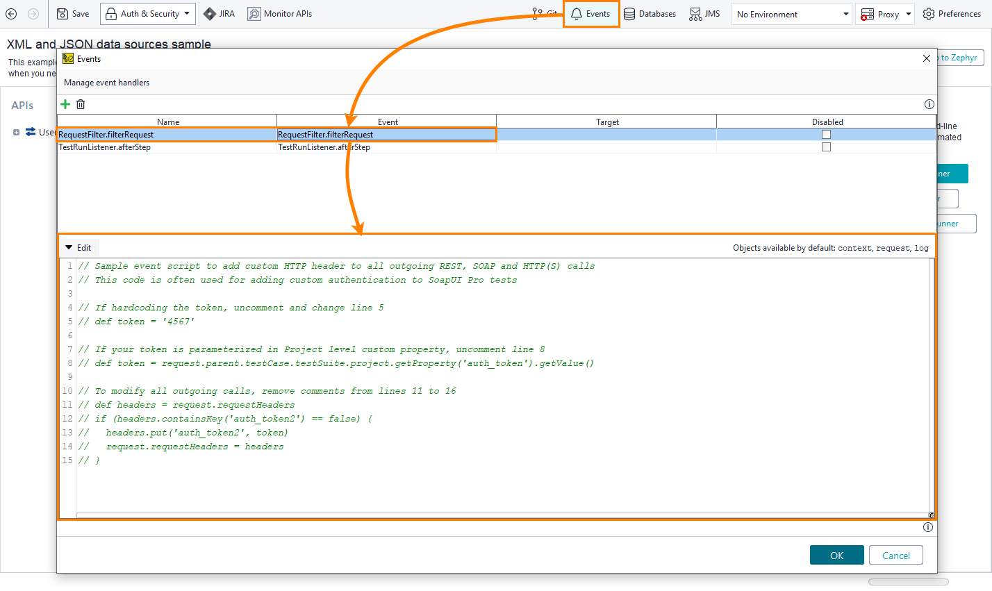 Event script editor